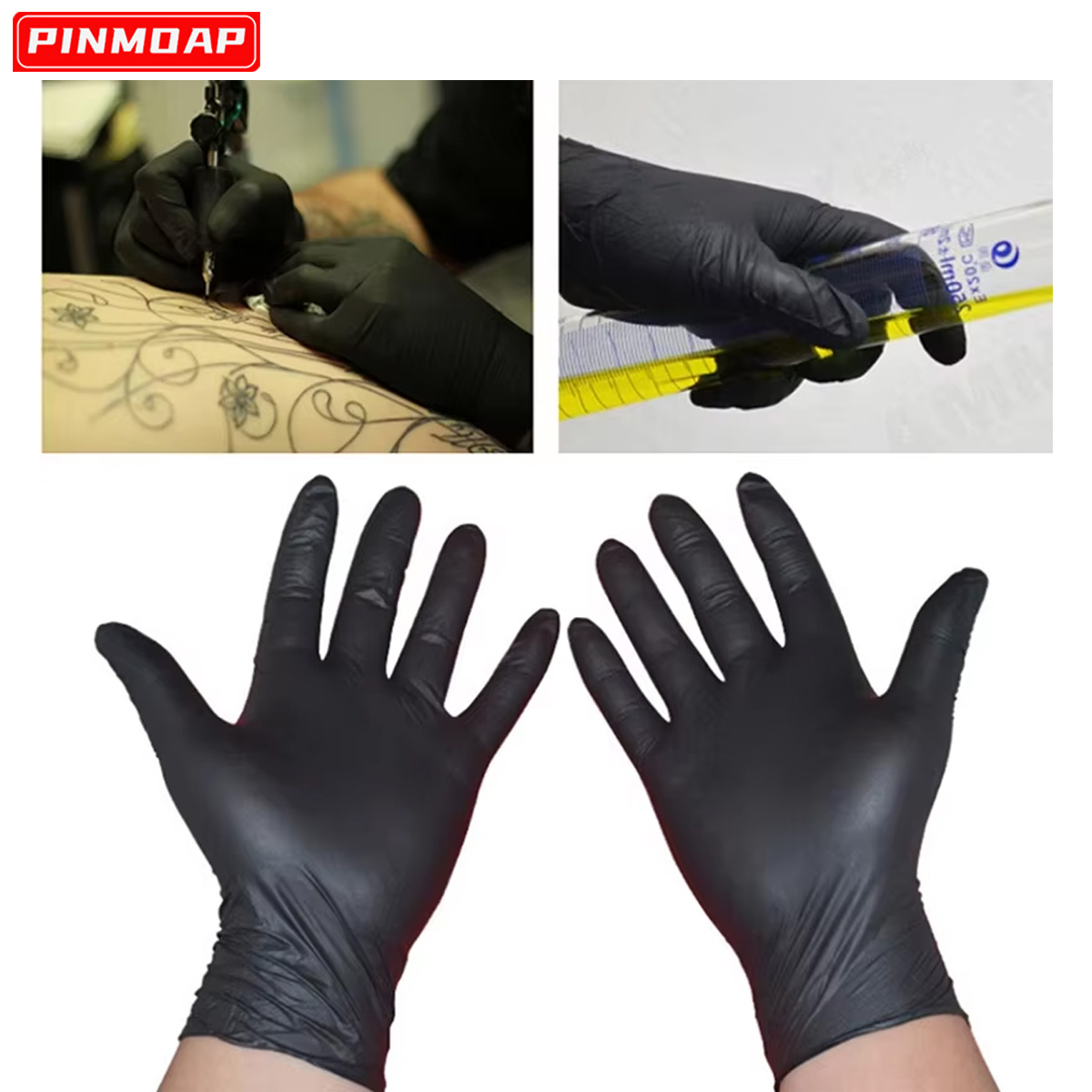 Medical Gloves - 10/50 Stück schwarze Einweg-Nitrilhandschuhe, vielseitig einsetzbar,