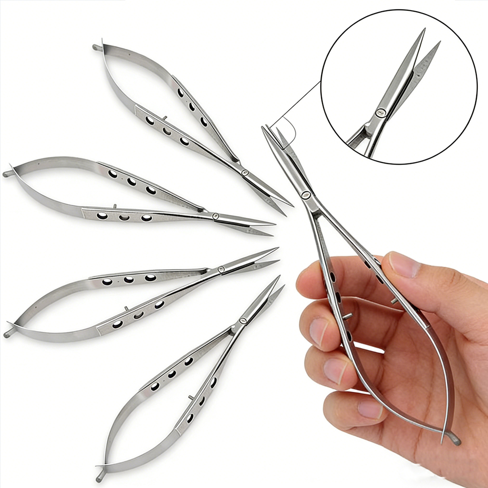 Medical Scissors - 5 Stück Konjunktivale Augenschere, stumpf gebogen,