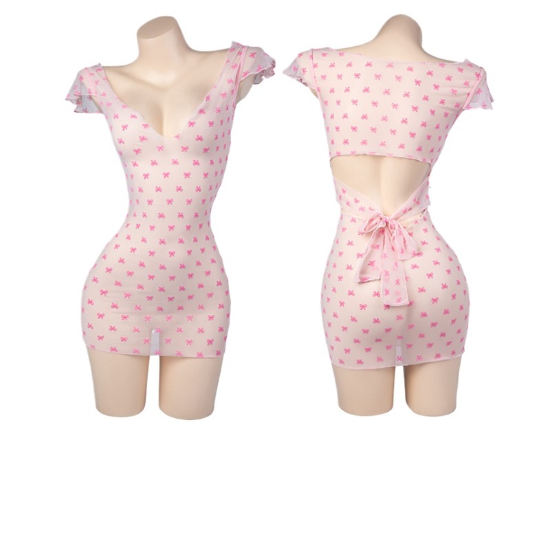 Sexy tiefes V rosa Tüll durchs – Bandage Bewertung und Preis